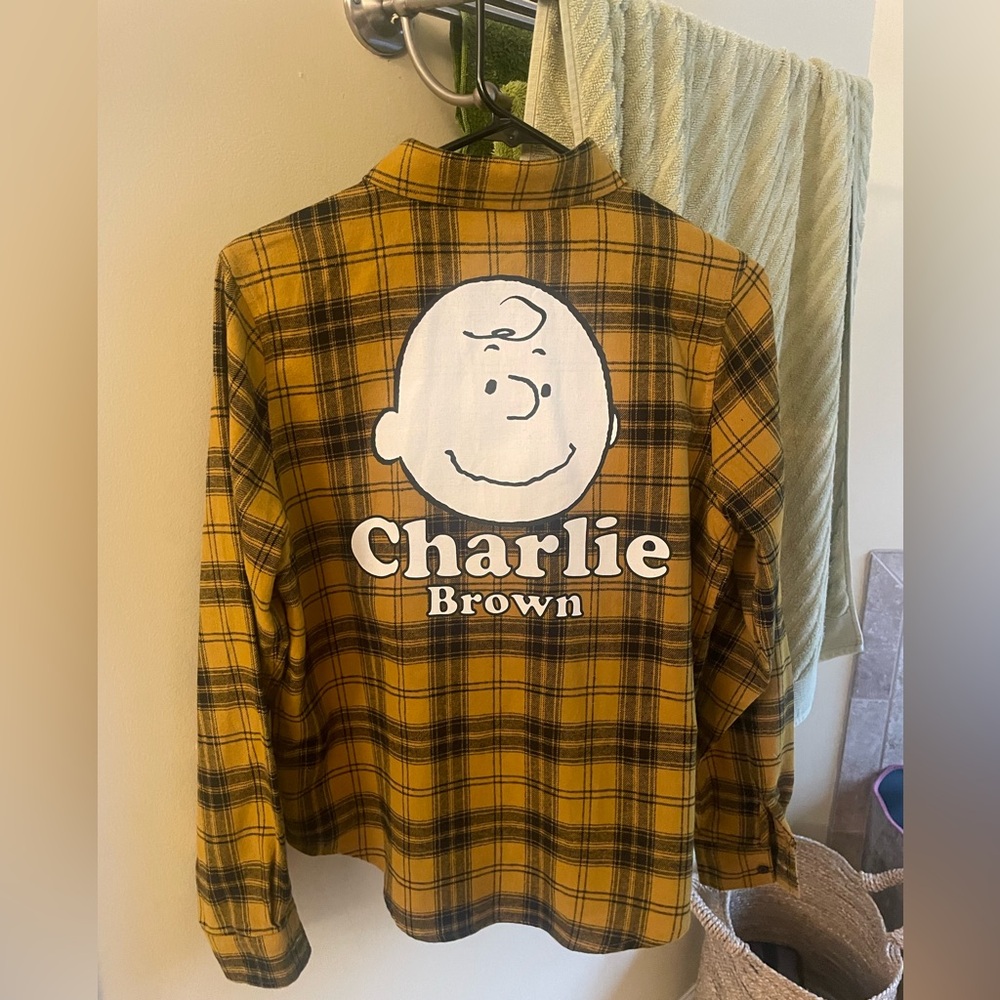Men Charlie Brown shirt. Logo on back of shirt